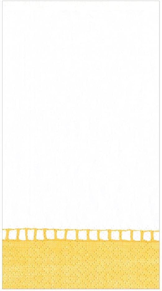 Linen Border Paper Guest Towel Napkins in Yellow - 15 Per Package