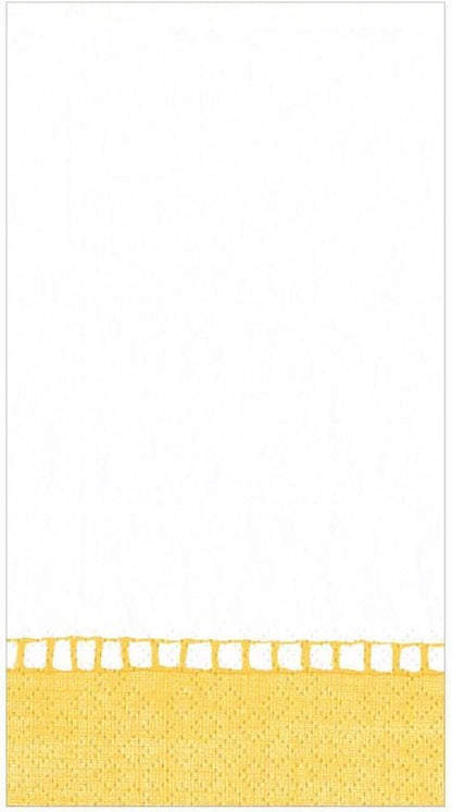 Linen Border Paper Guest Towel Napkins in Yellow - 15 Per Package