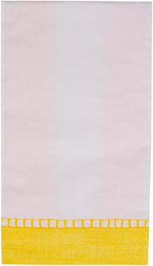 Linen Border Paper Guest Towel Napkins in Yellow - 15 Per Package