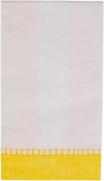Linen Border Paper Guest Towel Napkins in Yellow - 15 Per Package
