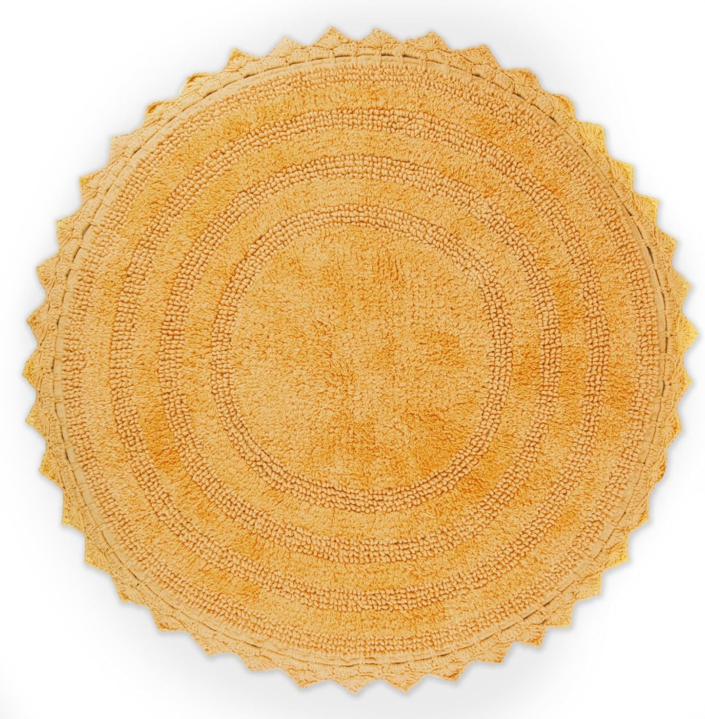 Crochet Collection Reversible Bath Mat, Round, 27.5" Diameter, Yellow
