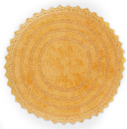 Crochet Collection Reversible Bath Mat, Round, 27.5" Diameter, Yellow