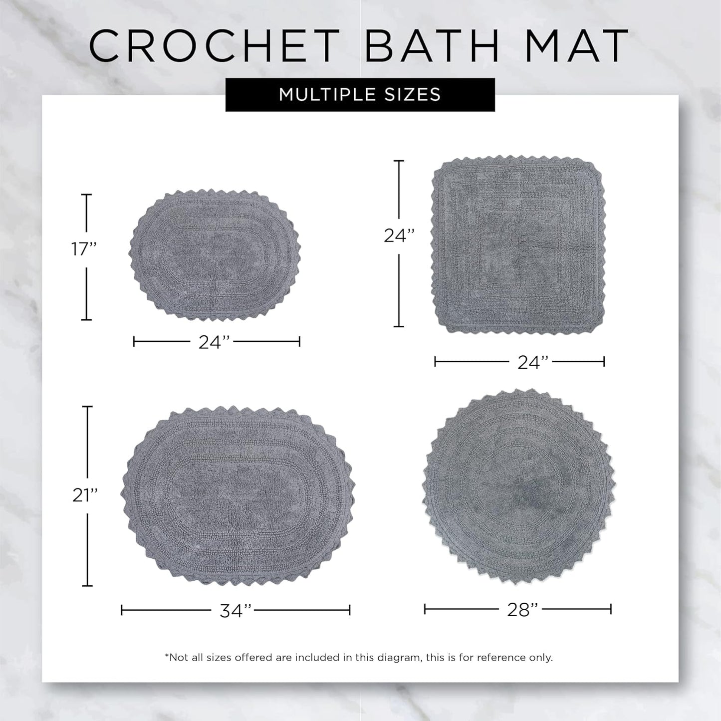 Crochet Collection Reversible Bath Mat, Round, 27.5" Diameter, Yellow