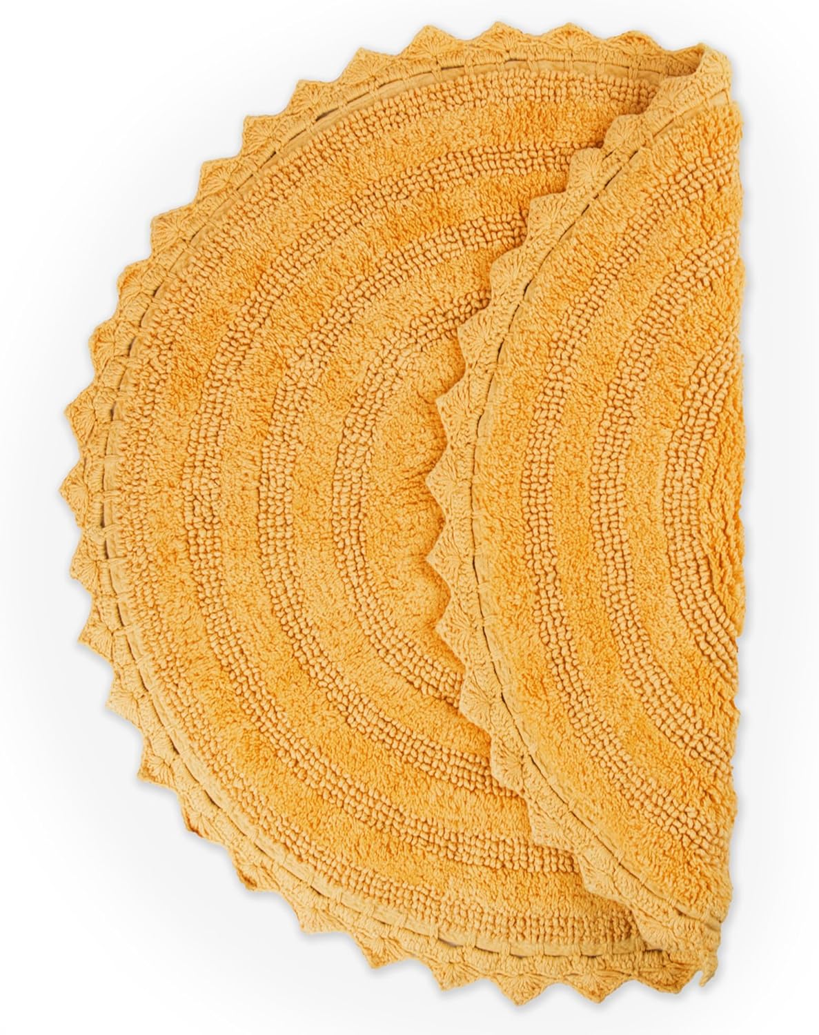 Crochet Collection Reversible Bath Mat, Round, 27.5" Diameter, Yellow
