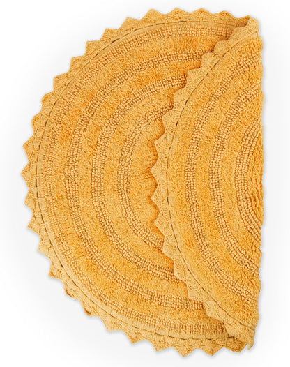 Crochet Collection Reversible Bath Mat, Round, 27.5" Diameter, Yellow