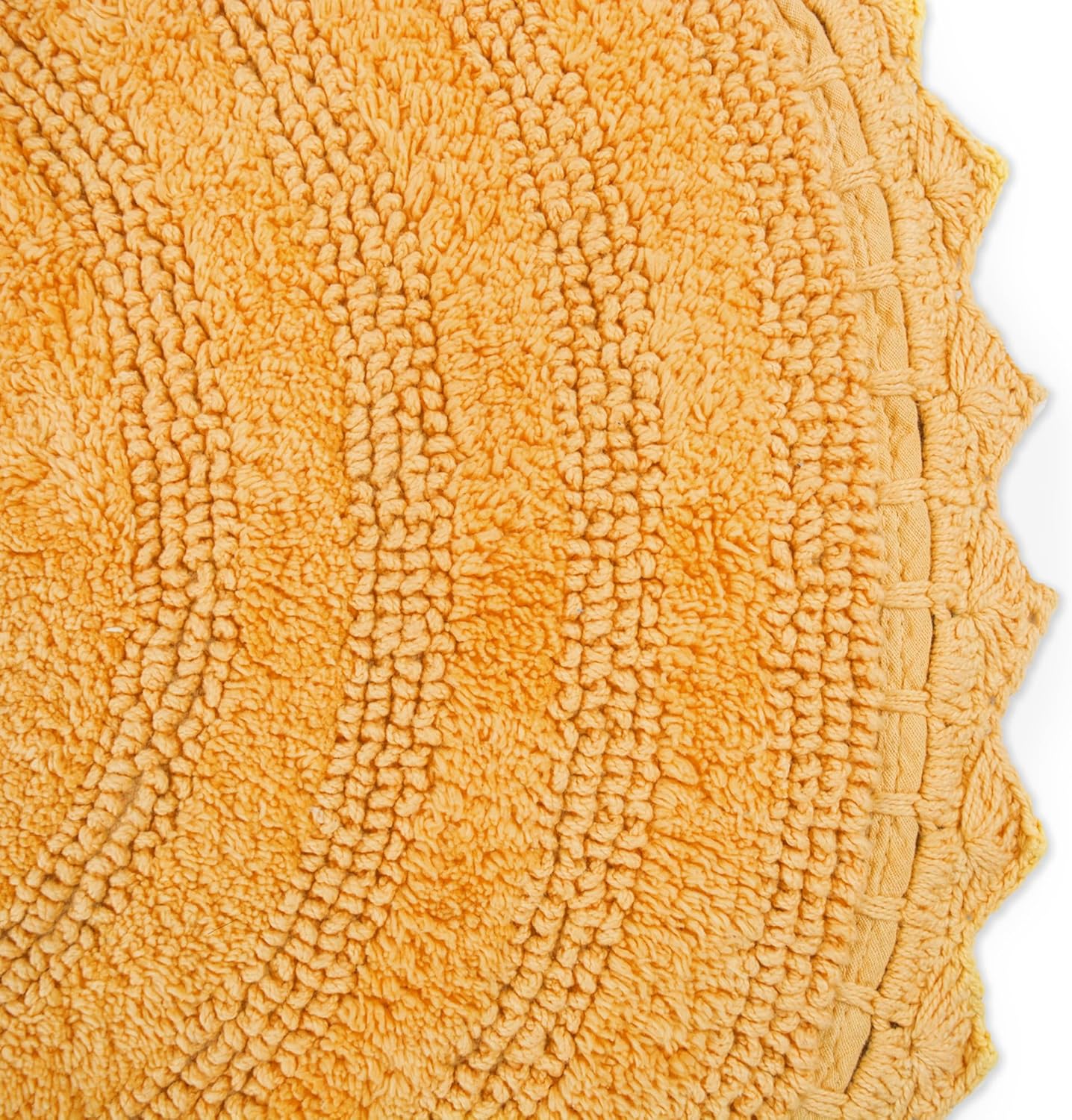 Crochet Collection Reversible Bath Mat, Round, 27.5" Diameter, Yellow