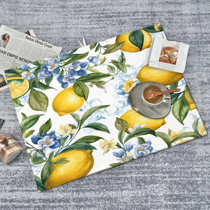 Lemon Dish Drying Mat for Kitchen Counter Protector and Decoration Super Absorbent Double Sided Microfiber Coffee Bar Mat Dish Drainer Mat Fast Dry Pad Reusable Extra Large 18"x24" inches