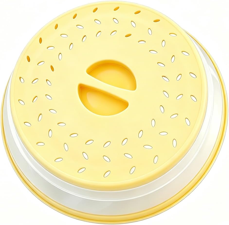 Collapsible Microwave Splatter Cover (10.5 IN,Light yellow) | Microwave Plate Cover With Steam Vent