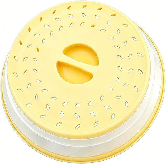 Collapsible Microwave Splatter Cover (10.5 IN,Light yellow) | Microwave Plate Cover With Steam Vent