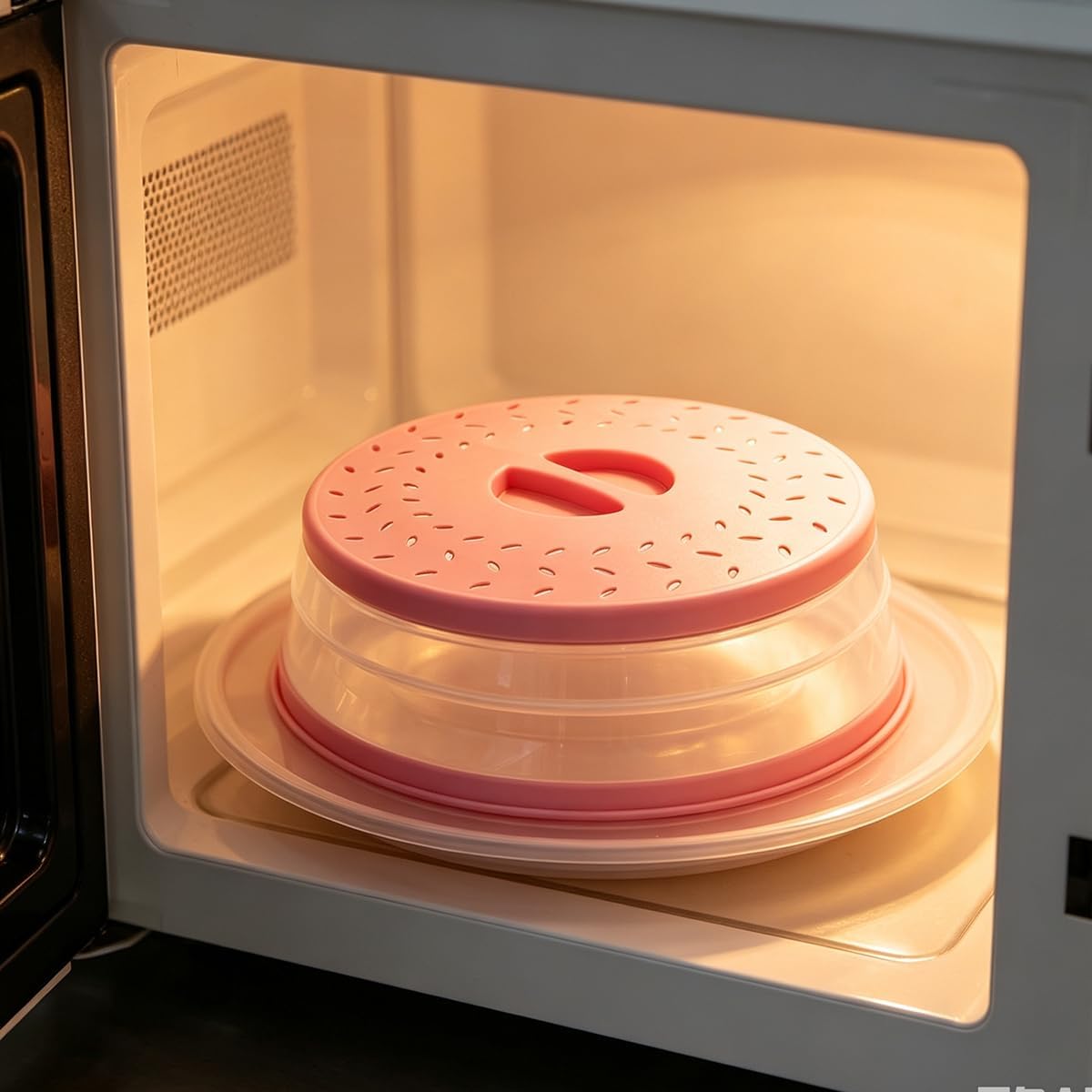 Collapsible Microwave Splatter Cover (10.5 IN,Light yellow) | Microwave Plate Cover With Steam Vent