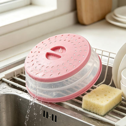 Collapsible Microwave Splatter Cover (10.5 IN,Light yellow) | Microwave Plate Cover With Steam Vent