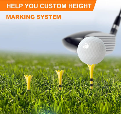 Professional Plastic Golf Tees 50/60/100 Pack (3-1/4" or 2-3/4"), Enhanced Durability & Stability, Engineered to Minimize Friction and Side Spin