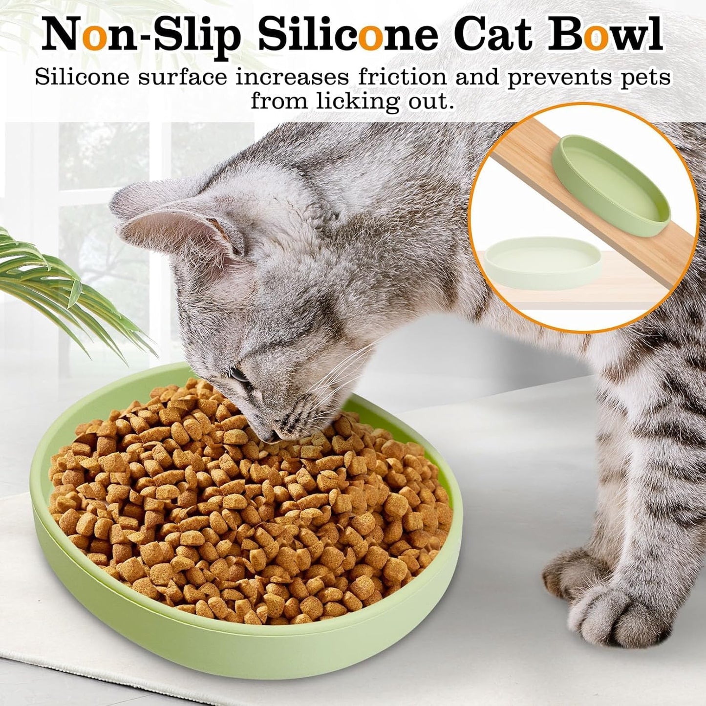 Silicone Dog Food Plate Shallow Dog Bowl Flat Cat Dish Small Puppy Plates for Small Dogs and Cats Whisker Fatigue Pet Feeding Bowls for Dry and Wet Food (Yellow)