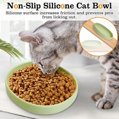 Silicone Dog Food Plate Shallow Dog Bowl Flat Cat Dish Small Puppy Plates for Small Dogs and Cats Whisker Fatigue Pet Feeding Bowls for Dry and Wet Food (Yellow)