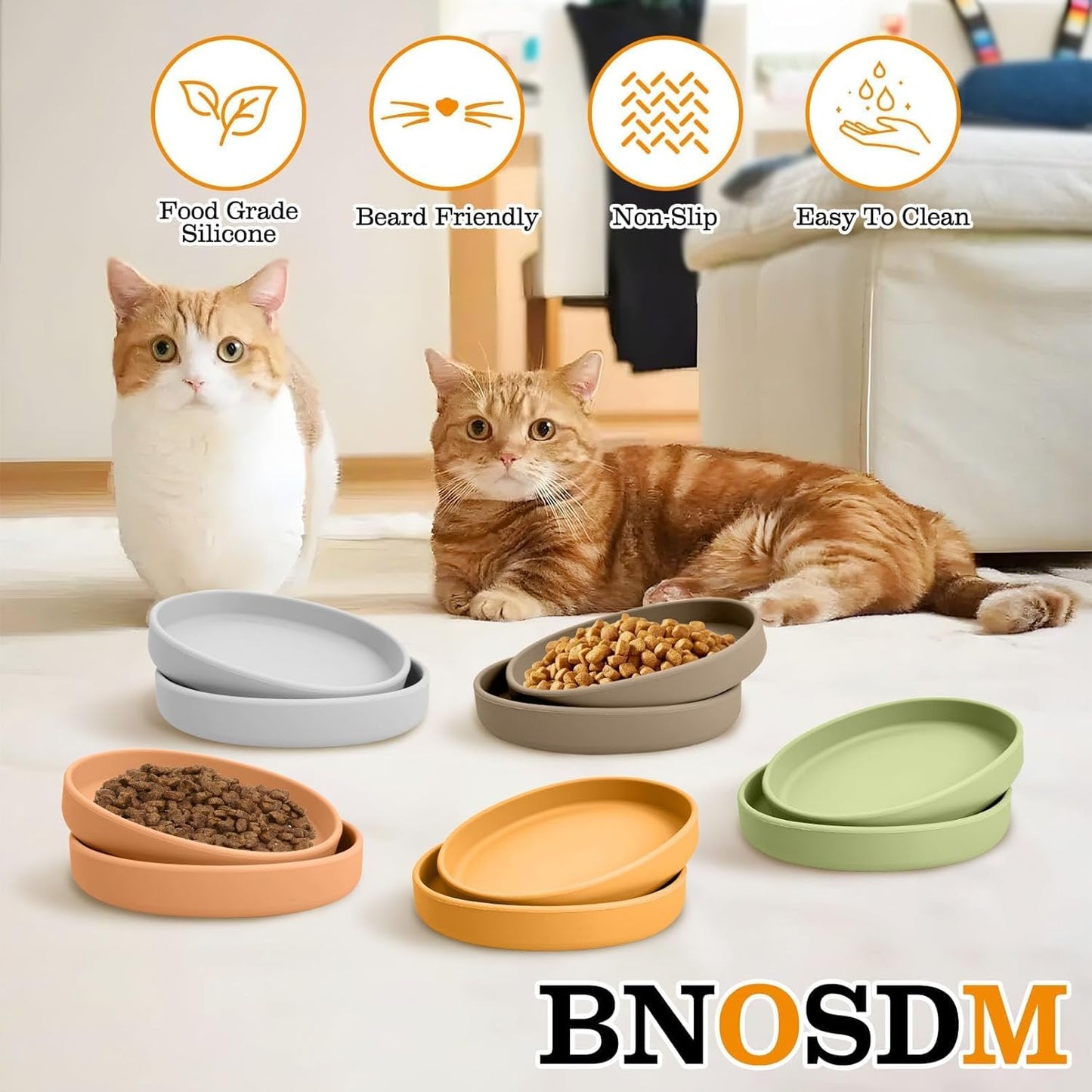 Silicone Dog Food Plate Shallow Dog Bowl Flat Cat Dish Small Puppy Plates for Small Dogs and Cats Whisker Fatigue Pet Feeding Bowls for Dry and Wet Food (Yellow)