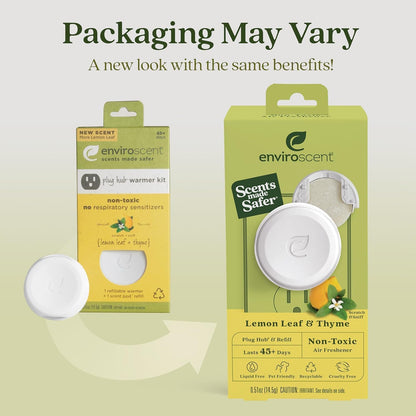 Non-Toxic* Air Freshener Plug-In Plug Hub® Kit for Home, 1 Pack | Non-Toxic* Air Freshener w/ Lemon Leaf & Thyme Scent | Fits Standard Outlets for Daily Use | Pet-Friendly w/ Paper Refill