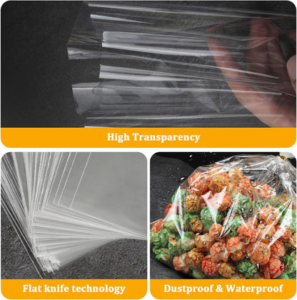 Clear Cellophane Bags,150 Packs 9x12 Inch Gift Warp | Large flat plastic wrap,with gold twist ties,perfect for party favors cookies candy snack, goodie bags or treat packaging