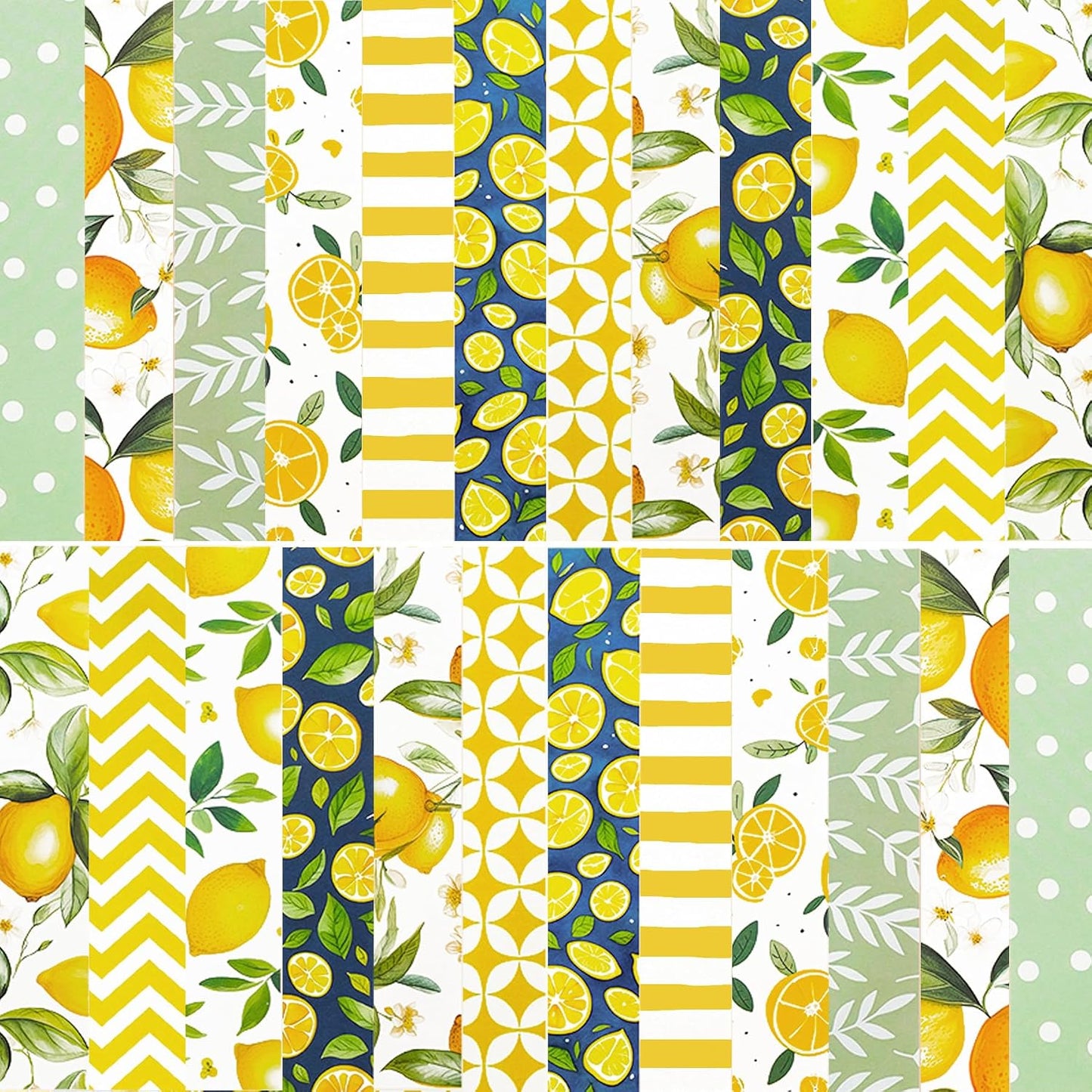 24 Sheets Scrapbook Paper, 6"×6”Fruit Decorative Craft Cardstock | Cute Lemons Pattern Paper for DIY Card Making Photo Album Journal Decor