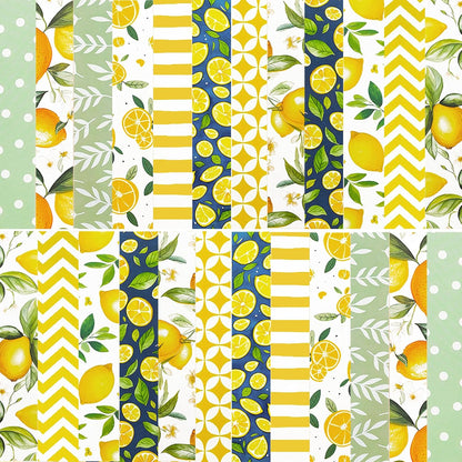 24 Sheets Scrapbook Paper, 6"×6”Fruit Decorative Craft Cardstock | Cute Lemons Pattern Paper for DIY Card Making Photo Album Journal Decor