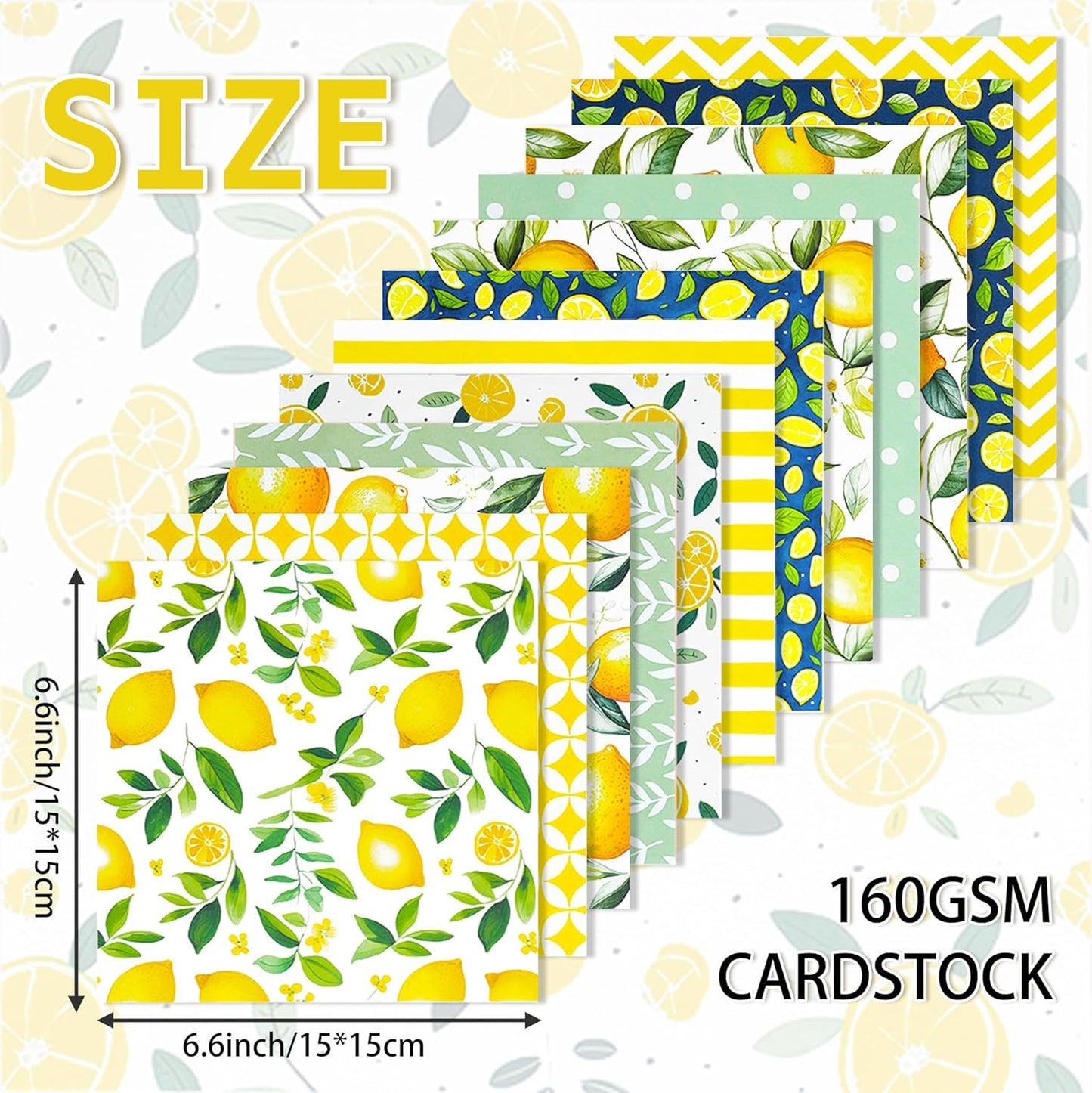 24 Sheets Scrapbook Paper, 6"×6”Fruit Decorative Craft Cardstock | Cute Lemons Pattern Paper for DIY Card Making Photo Album Journal Decor