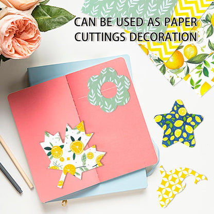 24 Sheets Scrapbook Paper, 6"×6”Fruit Decorative Craft Cardstock | Cute Lemons Pattern Paper for DIY Card Making Photo Album Journal Decor