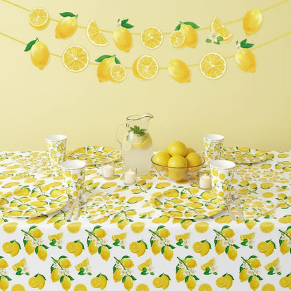 83Pcs Lemon Party Decorations Yellow Lemons Themed Birthday Party Supplies Lemonade Themed Tableware- Plate Napkins Banner for Lemonade Theme Birthday Wedding Shower Supplies Serves 20