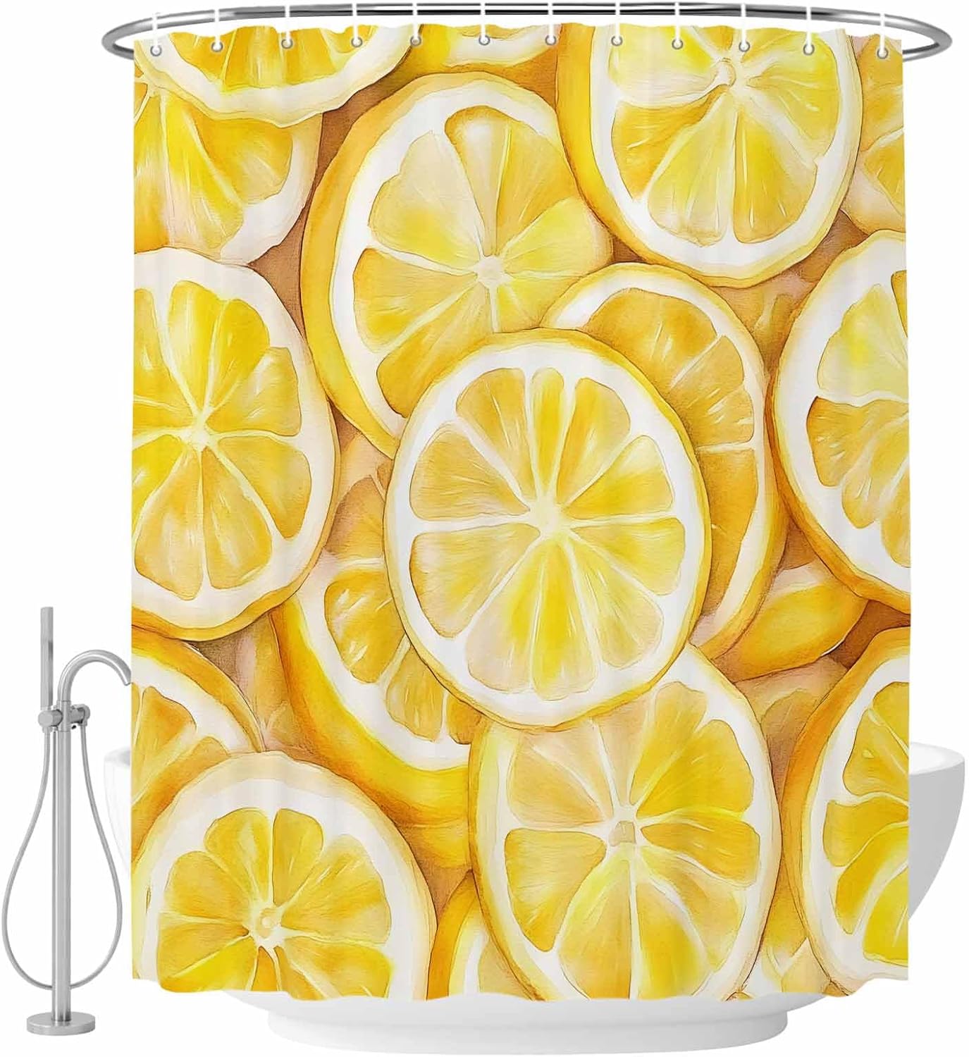Shower Curtain Summer Lemon Shower Curtains for Bathroom Decor Yellow Theme Bath Curtains Sets with Hooks for Home Decor Waterproof 48 x 72 in