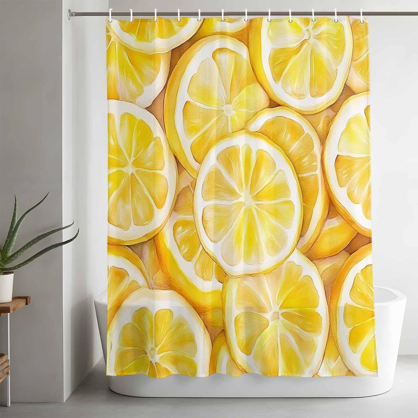 Shower Curtain Summer Lemon Shower Curtains for Bathroom Decor Yellow Theme Bath Curtains Sets with Hooks for Home Decor Waterproof 48 x 72 in