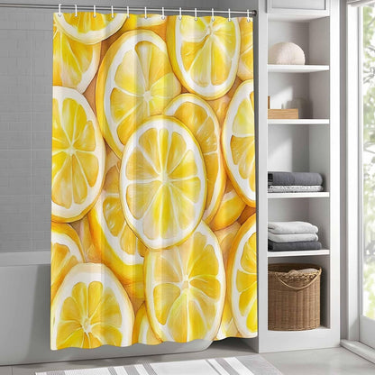 Shower Curtain Summer Lemon Shower Curtains for Bathroom Decor Yellow Theme Bath Curtains Sets with Hooks for Home Decor Waterproof 48 x 72 in