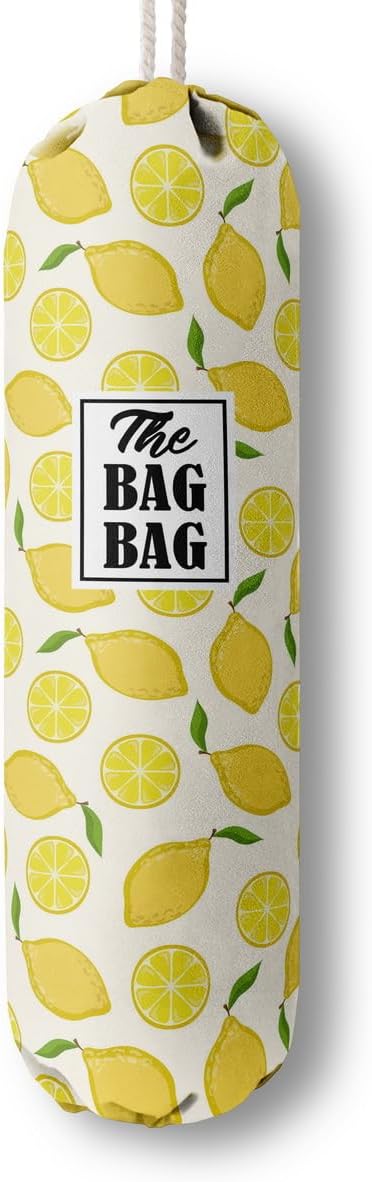 C-1 Lemon Grocery Bags Holder & Organizer - Wall Mount Plastic Bags Storage Container Dispenser - Kitchen Gifts For Women, Family & Friends