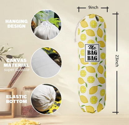 C-1 Lemon Grocery Bags Holder & Organizer - Wall Mount Plastic Bags Storage Container Dispenser - Kitchen Gifts For Women, Family & Friends