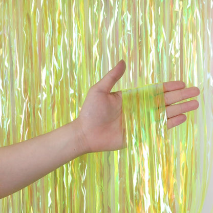 3 Pack Fringe Curtains Party Decorations, Transparent Yellow | Tinsel Backdrop Curtains, Photo Booth, Wedding Graduations Birthday Christmas Event