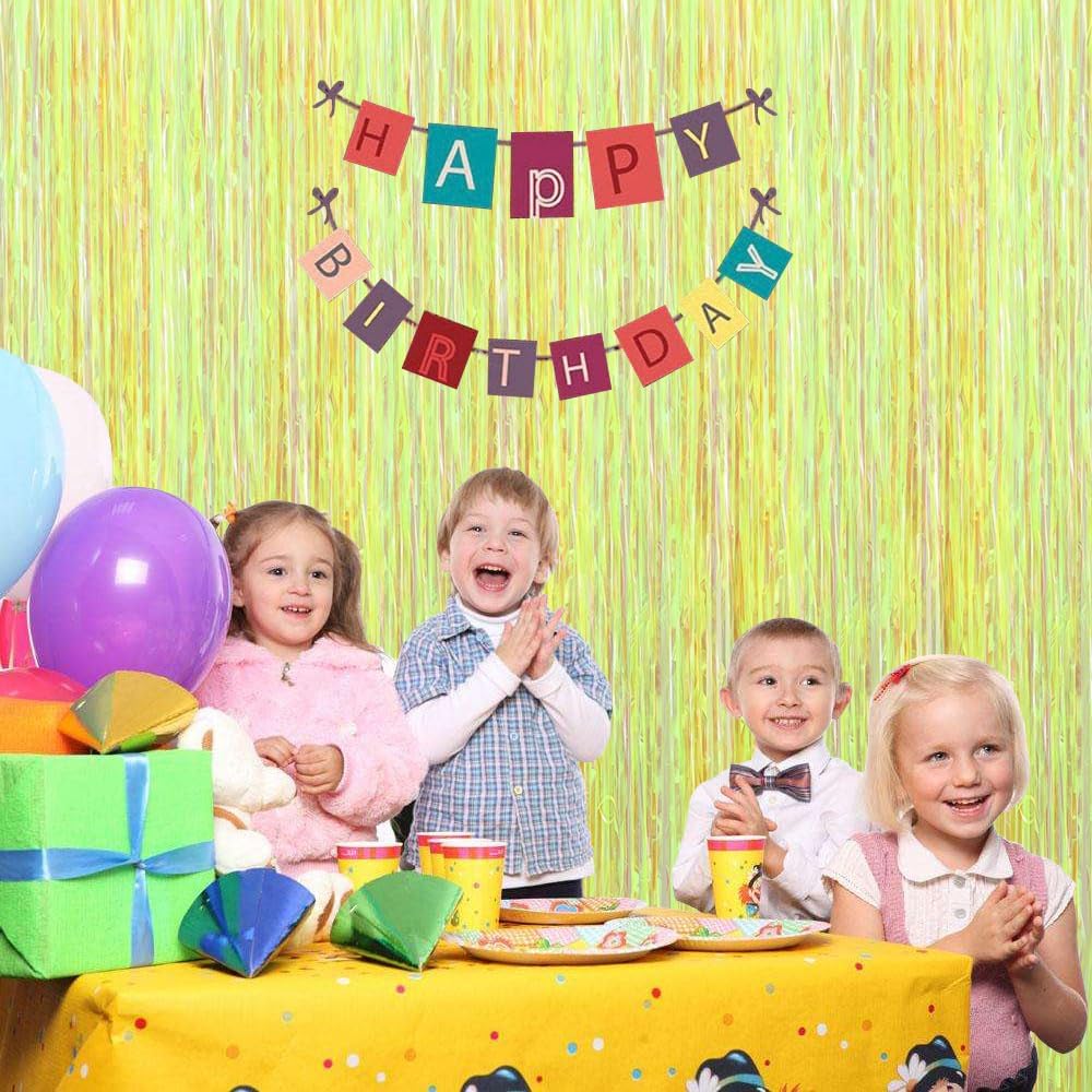 3 Pack Fringe Curtains Party Decorations, Transparent Yellow | Tinsel Backdrop Curtains, Photo Booth, Wedding Graduations Birthday Christmas Event