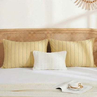 Yellow Striped Pillowcases, 100% Cotton Pillow Cases, Standard Size Pillowcases, Soft Breathable Pinstripe Pillow Covers, Set of 2