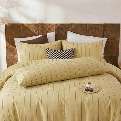Yellow Striped Pillowcases, 100% Cotton Pillow Cases, Standard Size Pillowcases, Soft Breathable Pinstripe Pillow Covers, Set of 2