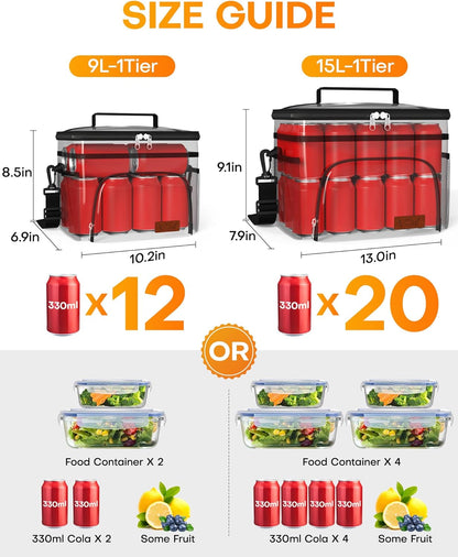 Insulated Lunch Box for Men & Women - Leak-Proof Cooler Lunch Bag with 4 Pockets, Adjustable Strap, Ideal for Work, Picnic, Travel - Medium, Yellow, 10.2"×6.9"×8.5"