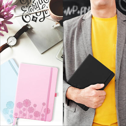 Notebook Journal for Women,A5 Hardcover Leather Journaling Notebooks for Work,200 Pages Travel Journal for Women Men with Pen Holder and Ribbon,5.78"×8.34"(Yellow)