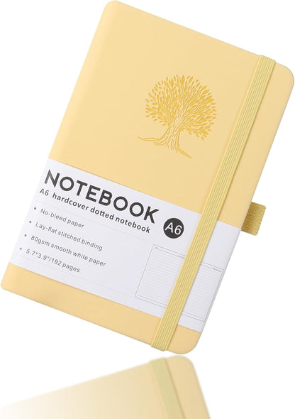 A6 Journal Notebook with PU Leather Cover and 192 Pages 14.5cm×9.5cm Premium Paper Diary,for Take Note,Office and Travel（light yellow）