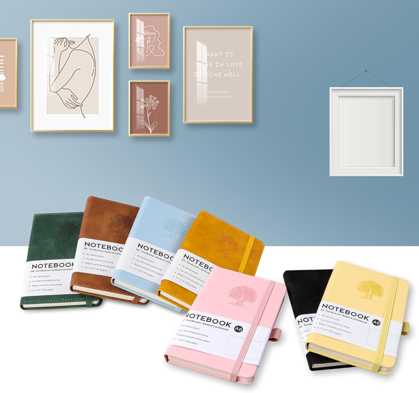 A6 Journal Notebook with PU Leather Cover and 192 Pages 14.5cm×9.5cm Premium Paper Diary,for Take Note,Office and Travel（light yellow）