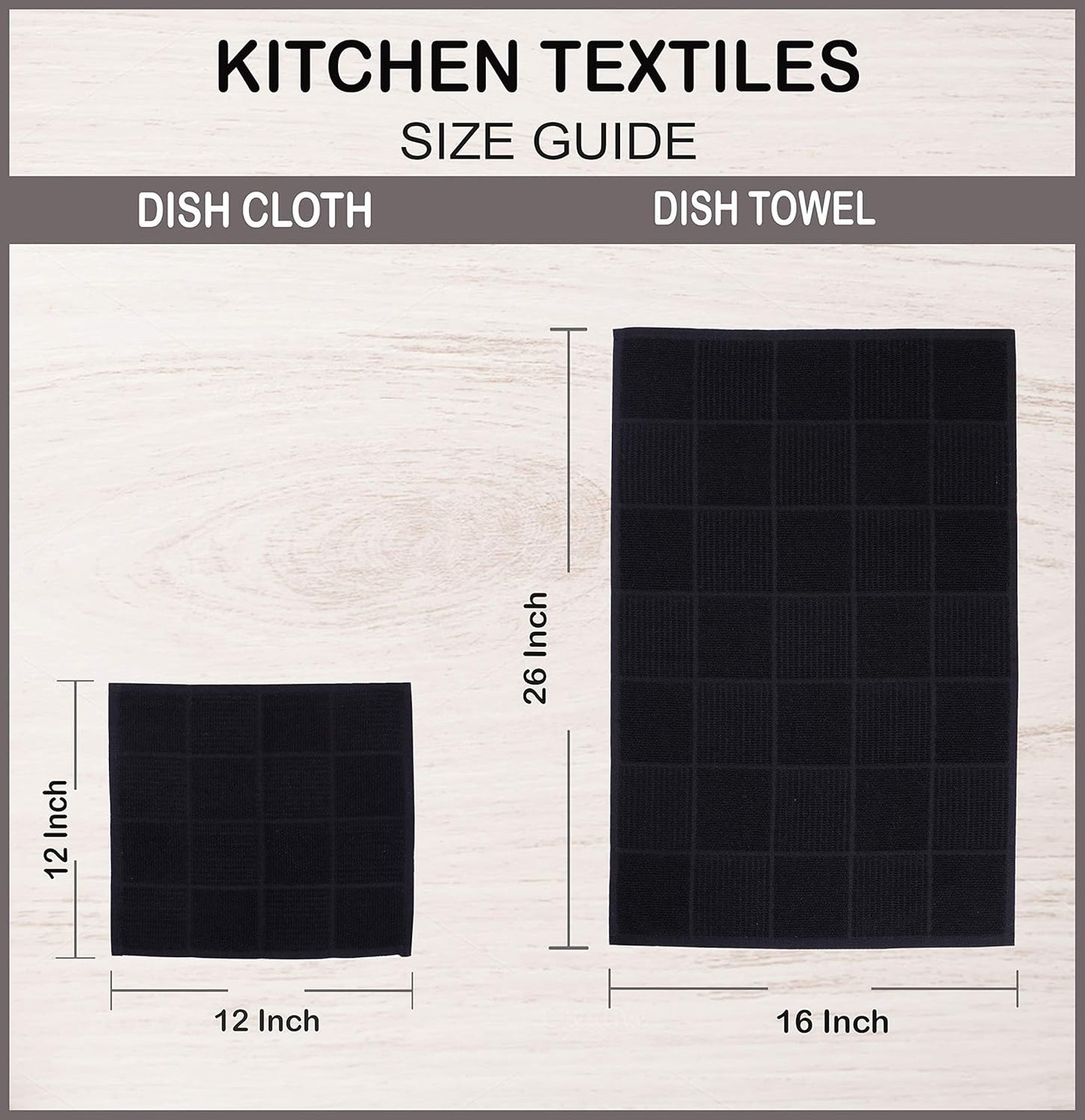 Cotton Kitchen Dish Cloths Set of 8 – Highly Absorbent, Super Soft Premium Terry Cleaning Cloth (12"x12" Inch) Premium Dishcloths for Washing Dishes (Yellow)