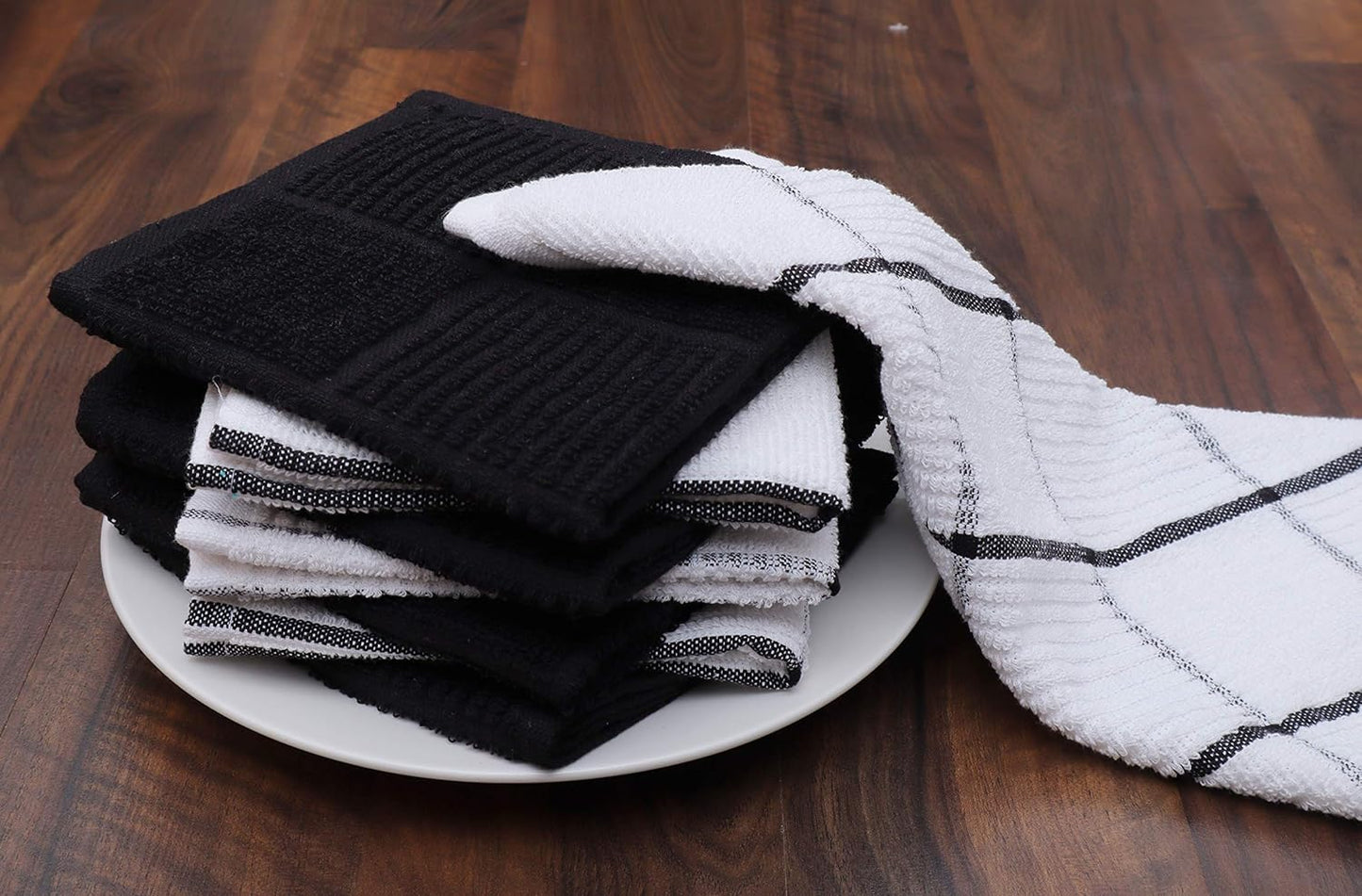 Cotton Kitchen Dish Cloths Set of 8 – Highly Absorbent, Super Soft Premium Terry Cleaning Cloth (12"x12" Inch) Premium Dishcloths for Washing Dishes (Yellow)