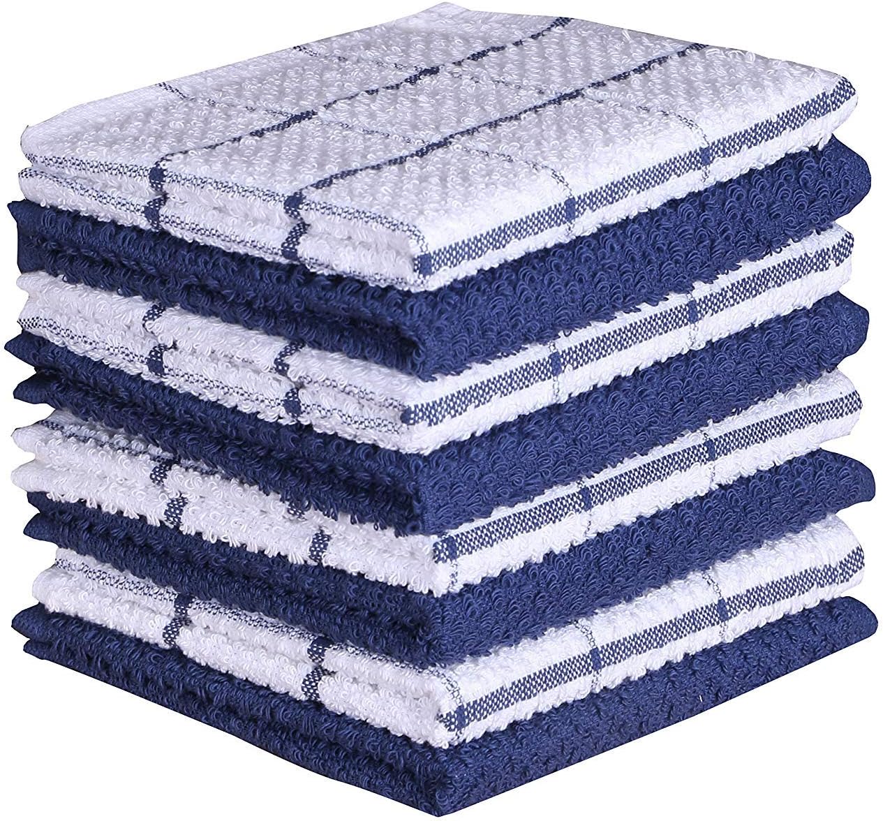 Cotton Kitchen Dish Cloths Set of 8 – Highly Absorbent, Super Soft Premium Terry Cleaning Cloth (12"x12" Inch) Premium Dishcloths for Washing Dishes (Yellow)