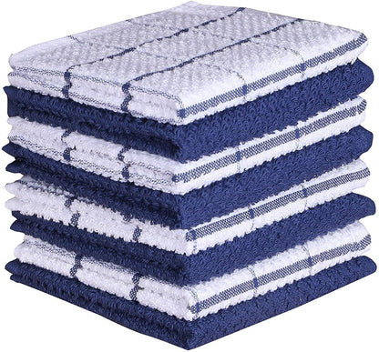 Cotton Kitchen Dish Cloths Set of 8 – Highly Absorbent, Super Soft Premium Terry Cleaning Cloth (12"x12" Inch) Premium Dishcloths for Washing Dishes (Yellow)