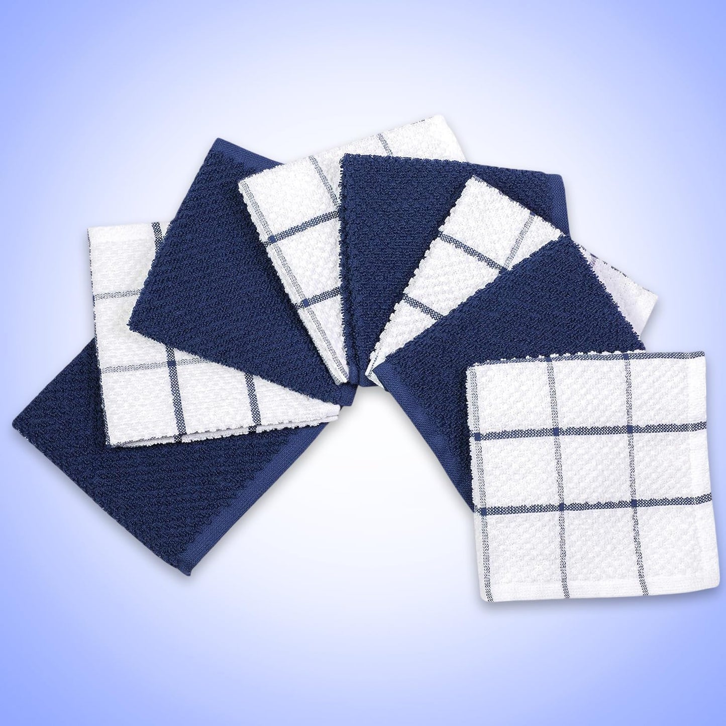 Cotton Kitchen Dish Cloths Set of 8 – Highly Absorbent, Super Soft Premium Terry Cleaning Cloth (12"x12" Inch) Premium Dishcloths for Washing Dishes (Yellow)