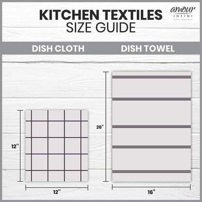 Cotton Kitchen Dish Cloths Set of 8 – Highly Absorbent, Super Soft Premium Terry Cleaning Cloth (12"x12" Inch) Premium Dishcloths for Washing Dishes (Yellow)