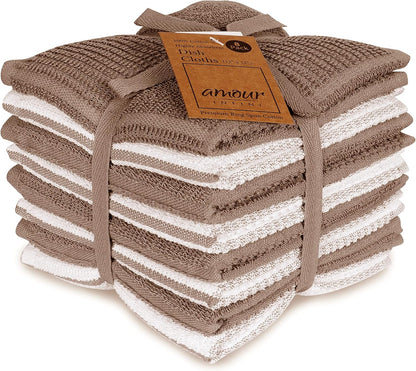 Cotton Kitchen Dish Cloths Set of 8 – Highly Absorbent, Super Soft Premium Terry Cleaning Cloth (12"x12" Inch) Premium Dishcloths for Washing Dishes (Yellow)