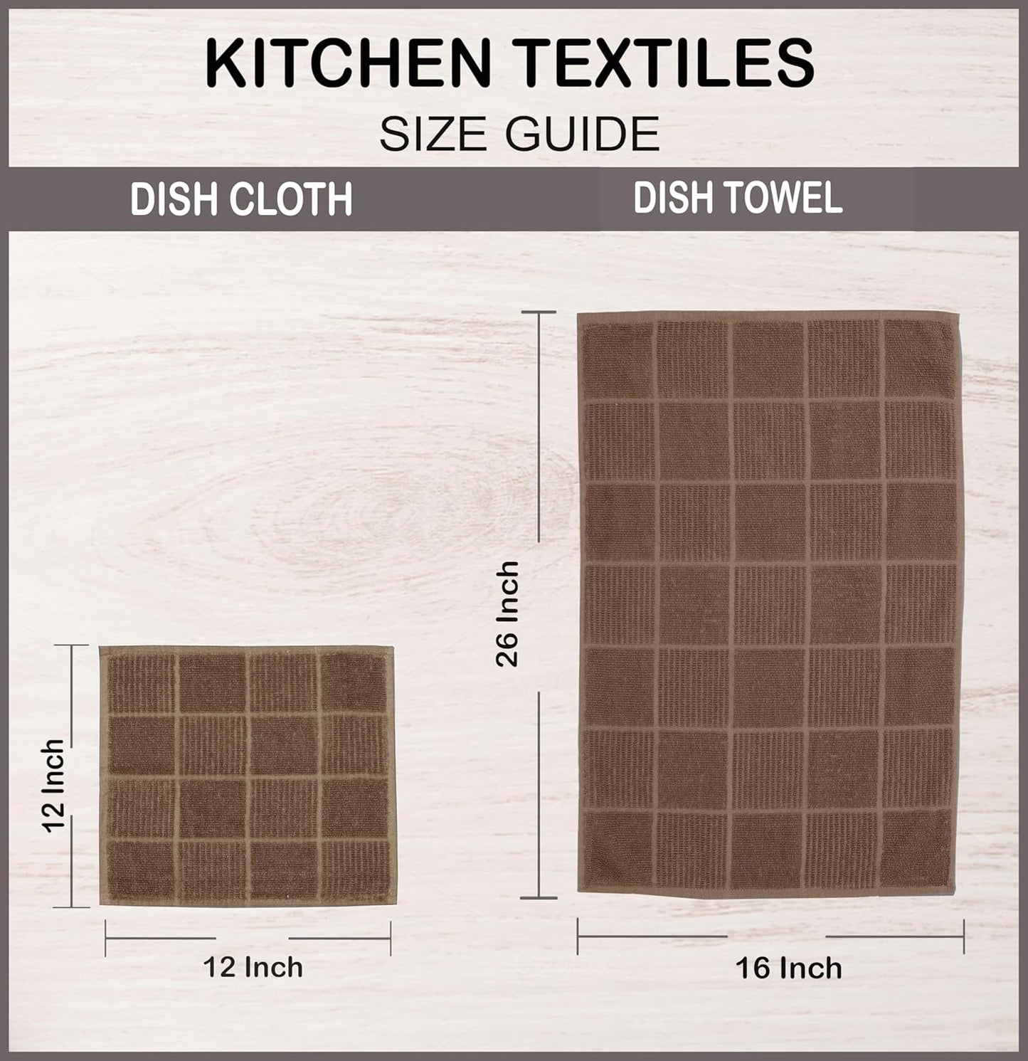 Cotton Kitchen Dish Cloths Set of 8 – Highly Absorbent, Super Soft Premium Terry Cleaning Cloth (12"x12" Inch) Premium Dishcloths for Washing Dishes (Yellow)
