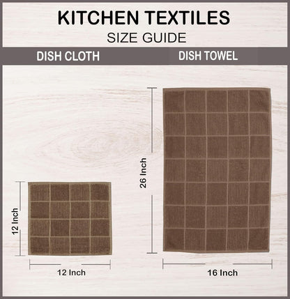 Cotton Kitchen Dish Cloths Set of 8 – Highly Absorbent, Super Soft Premium Terry Cleaning Cloth (12"x12" Inch) Premium Dishcloths for Washing Dishes (Yellow)