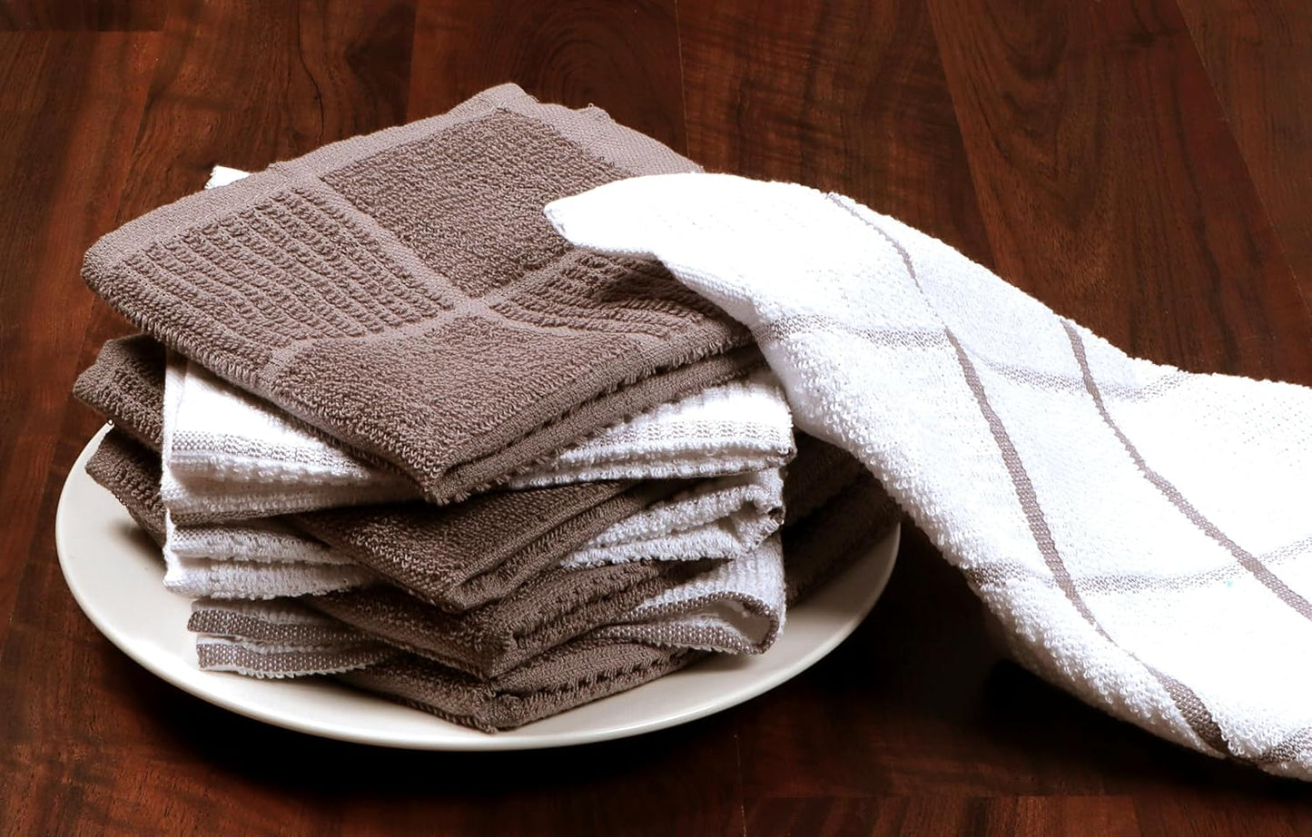 Cotton Kitchen Dish Cloths Set of 8 – Highly Absorbent, Super Soft Premium Terry Cleaning Cloth (12"x12" Inch) Premium Dishcloths for Washing Dishes (Yellow)