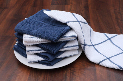 Cotton Kitchen Dish Cloths Set of 8 – Highly Absorbent, Super Soft Premium Terry Cleaning Cloth (12"x12" Inch) Premium Dishcloths for Washing Dishes (Yellow)